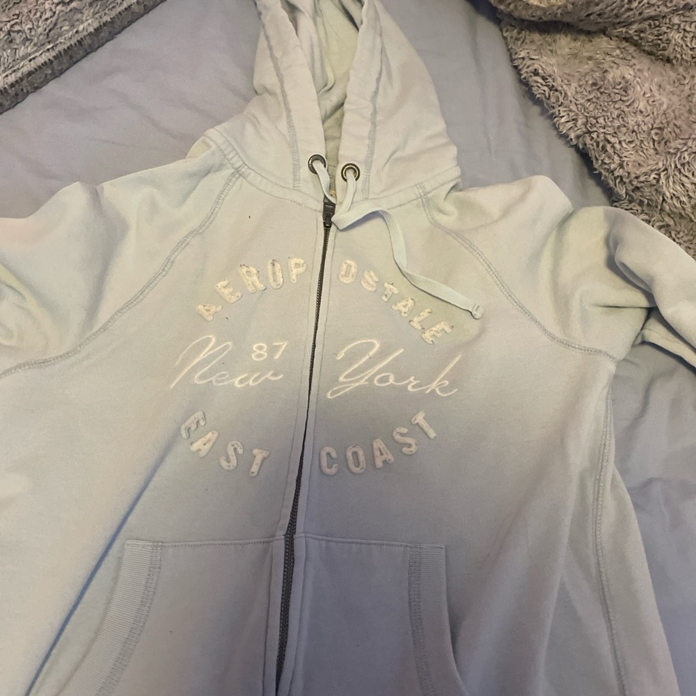 Aeropostale Pastel Blue Zip-Up Hoodie